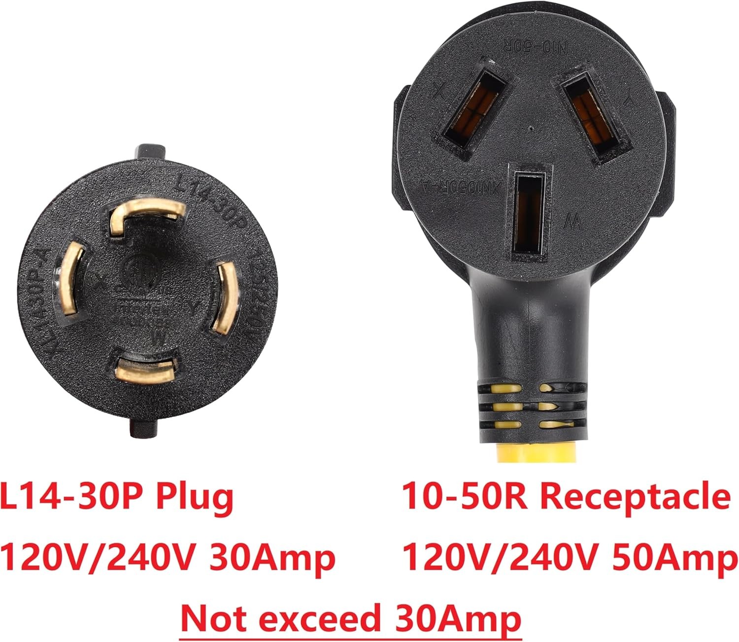 ONETAK NEMA L14-30P to 10-50R ETL Listed 120V/240V 30 Amp 4 L14-30P/10-50R