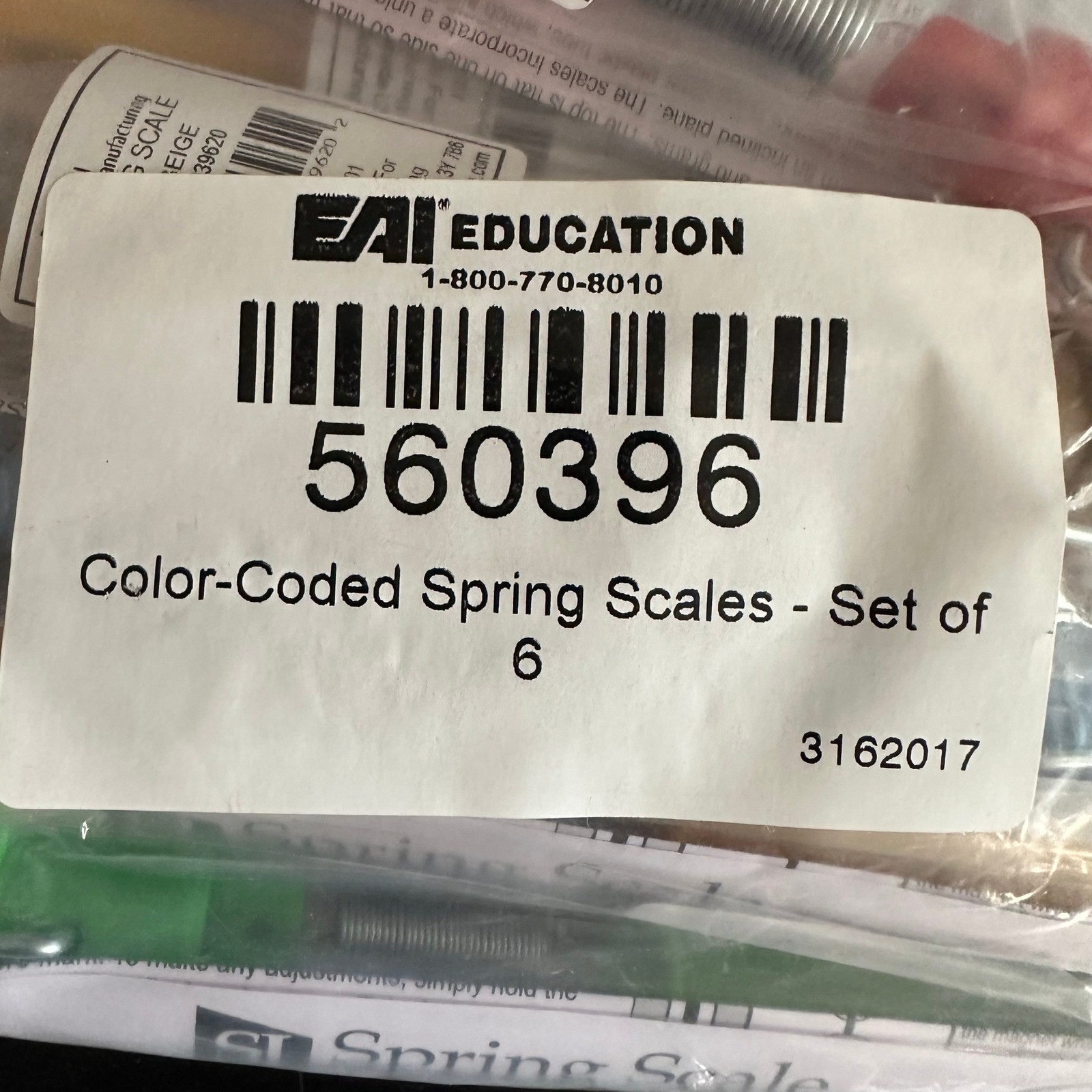 EAI Education Color-Coded Spring Scales Set of 18 Science Physics Lab 560396
