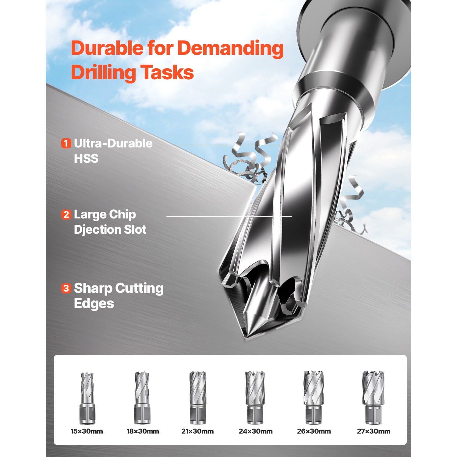 1450W Magnetic Drill Press 2922LBS Portable Mag Drill w/ 6 Core Drill Bits