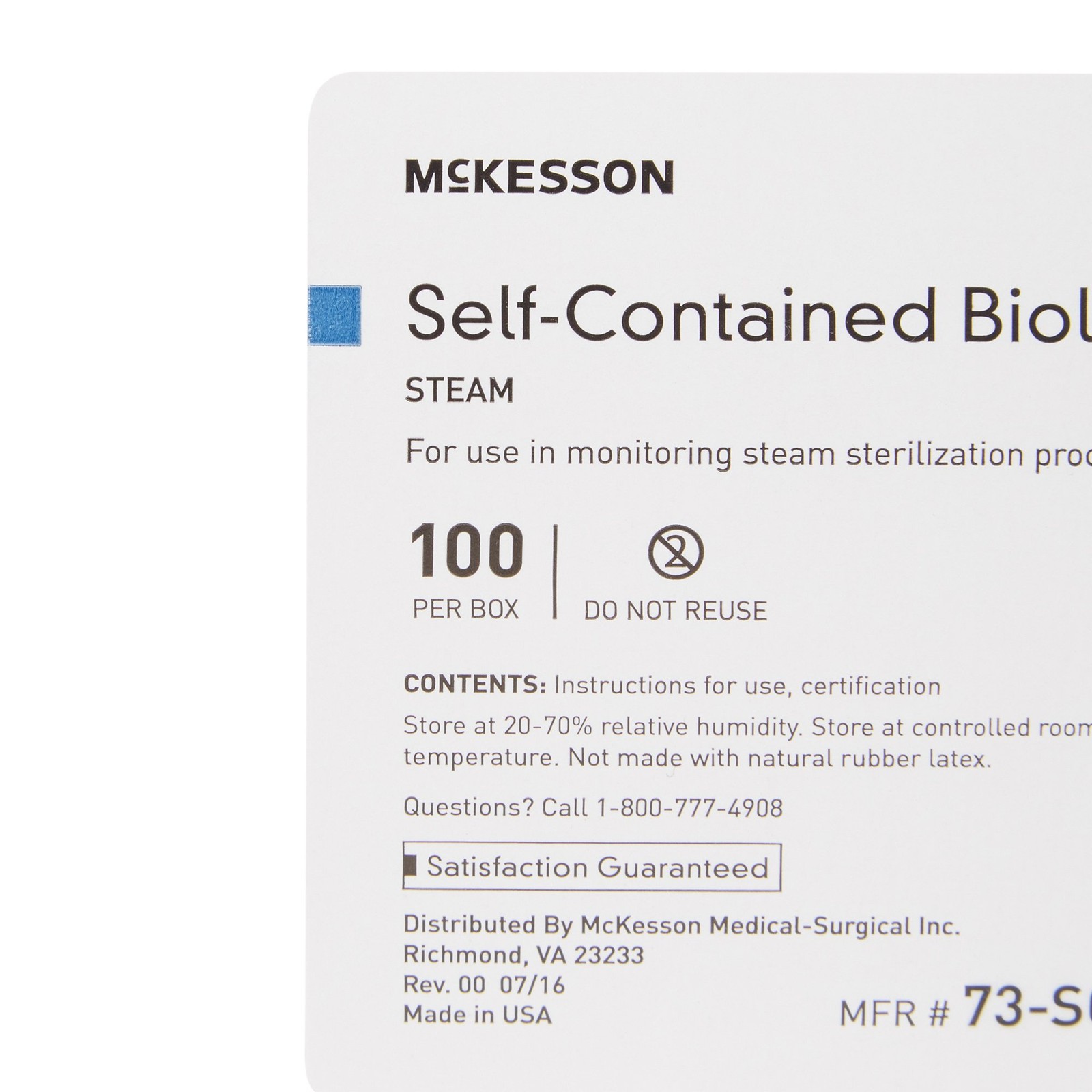 McKesson Sterilization Biological Indicator Vial Steam Compatibility 73-SCS100
