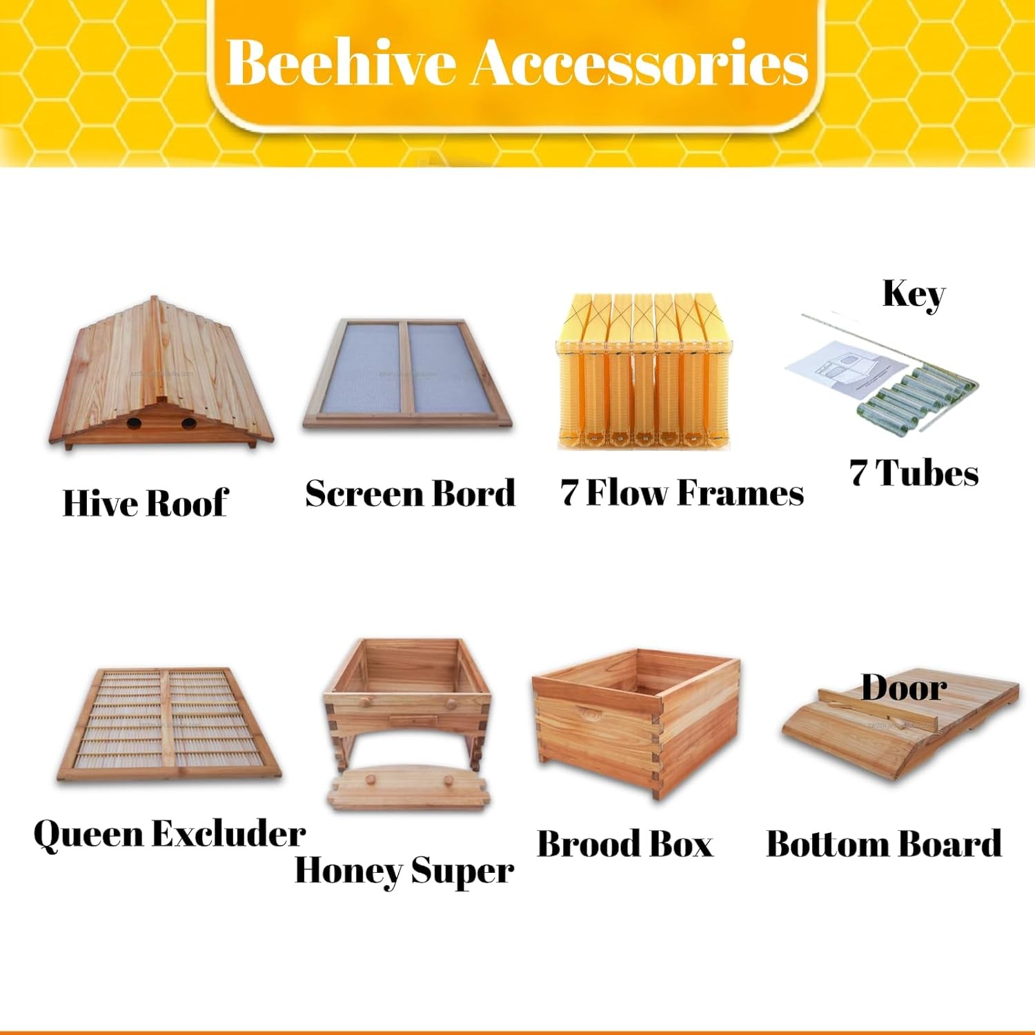 Automatic Beehive Starter Kit Cedarwood Beekeeping Box with 7pcs Auto Bee Frames