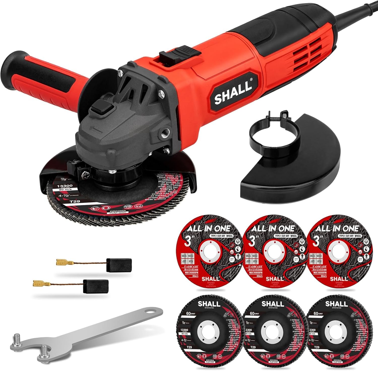 SHALL 4.5″ 4A Angle Grinder 3 Cutting Discs