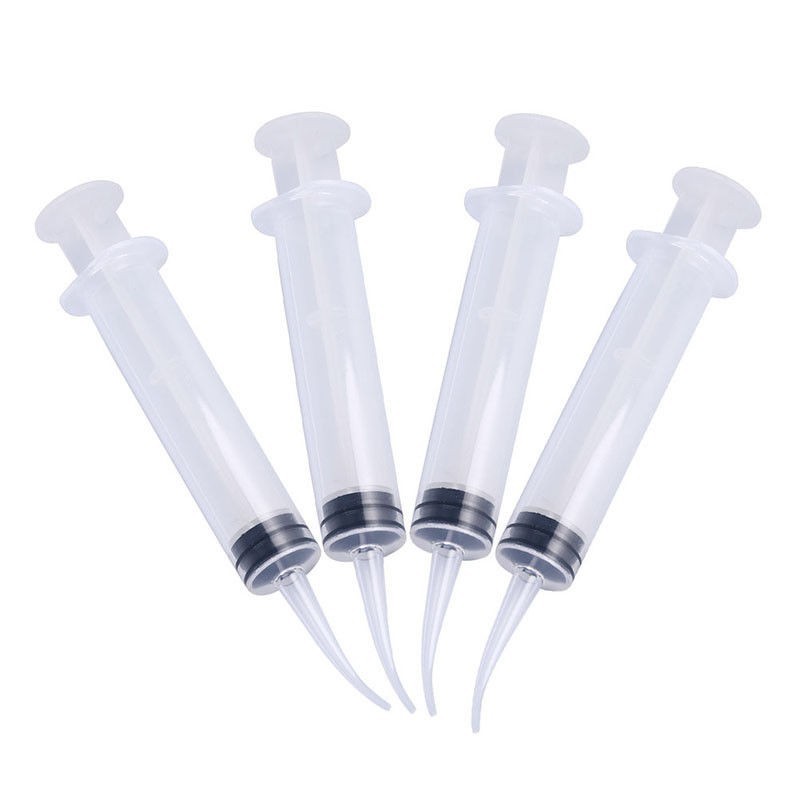 10-500 Pcs Dental Disposable Plunger Irrigation Syringe Curved Tips Fit 12cc
