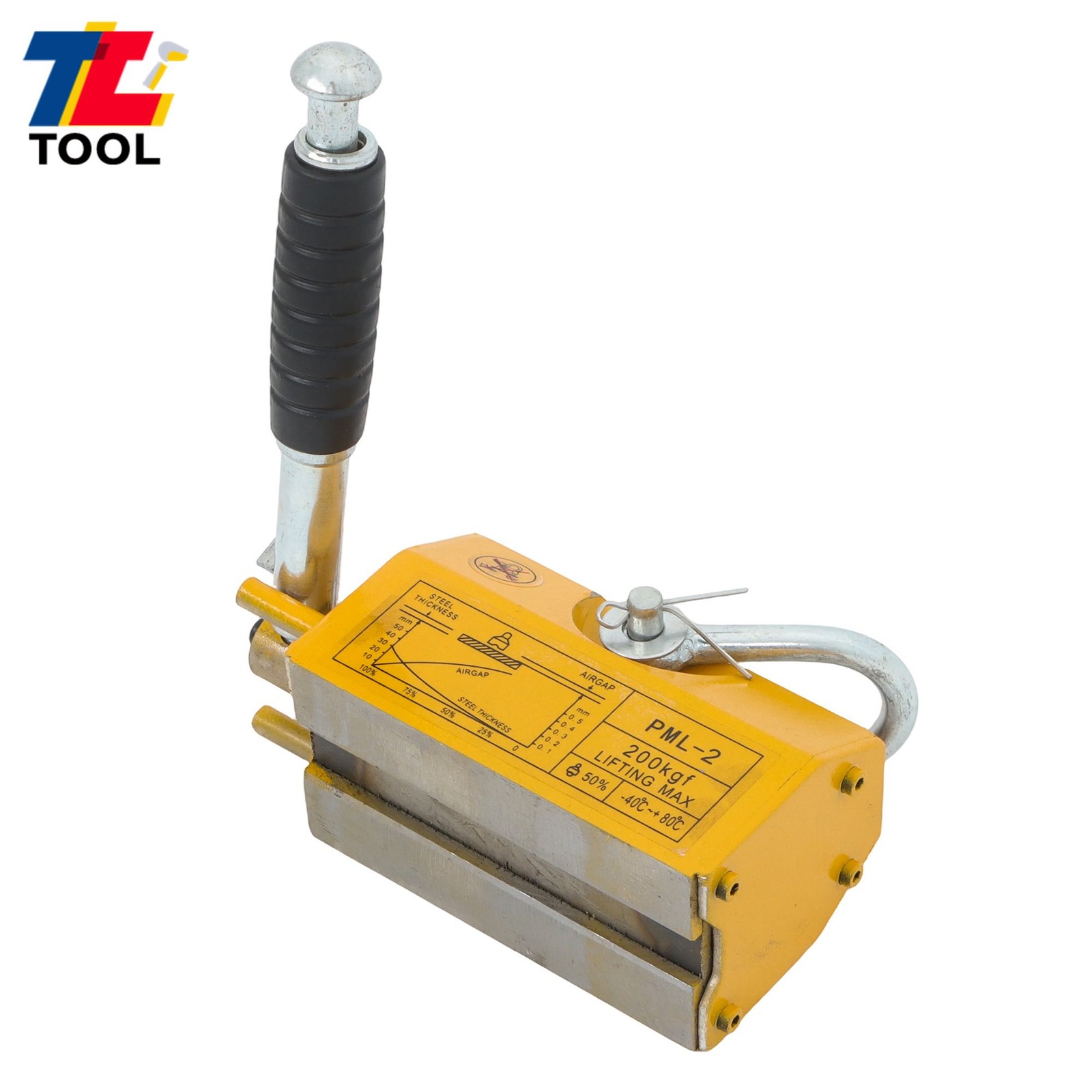 440lbs/200kg Permanent Magnetic Lifter Yellow 2.5 Safety Factor Neodymium Hoist