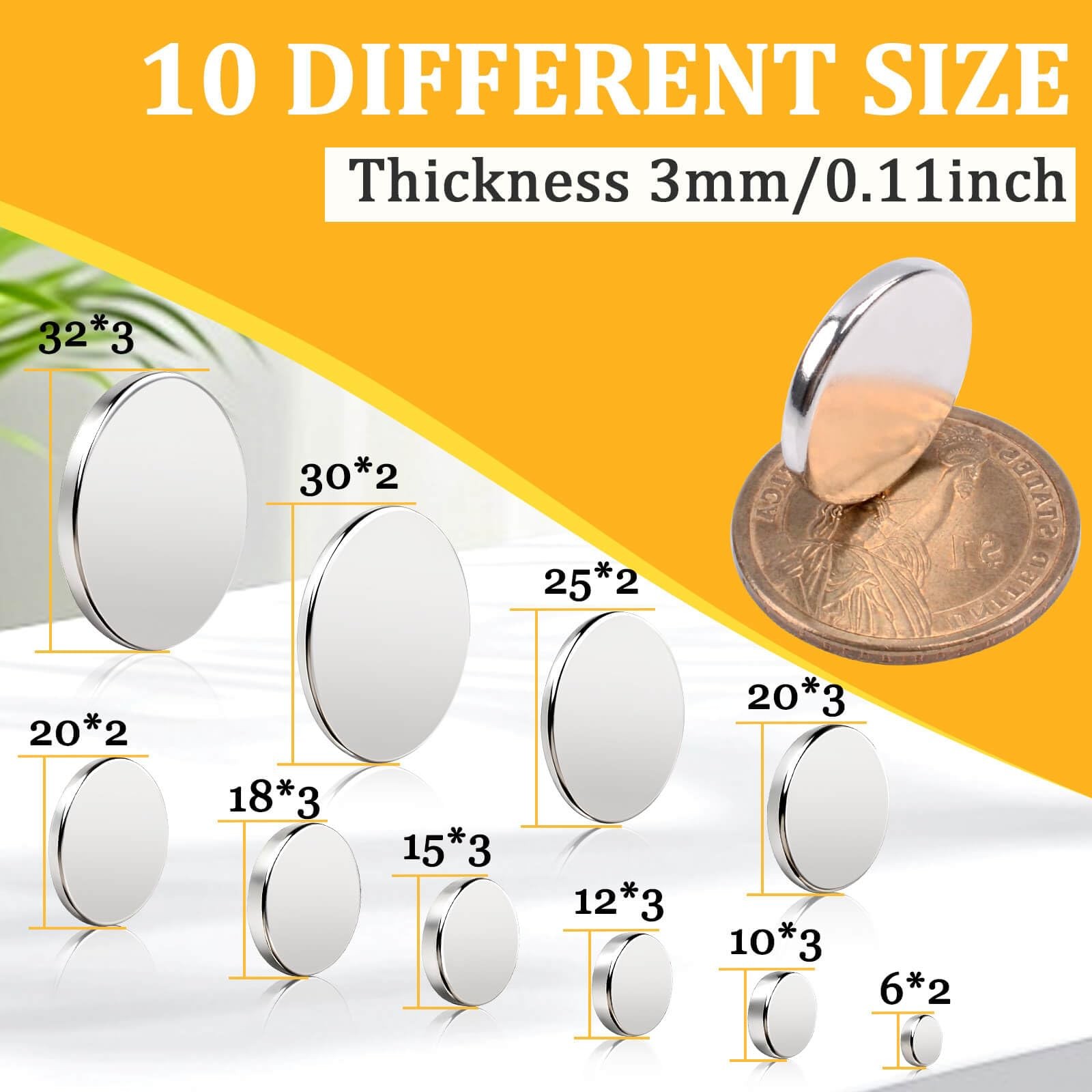 50 Pcs Super Strong Neodymium Magnets Disc, 15 x 3 mm Decorative Round Fridge…