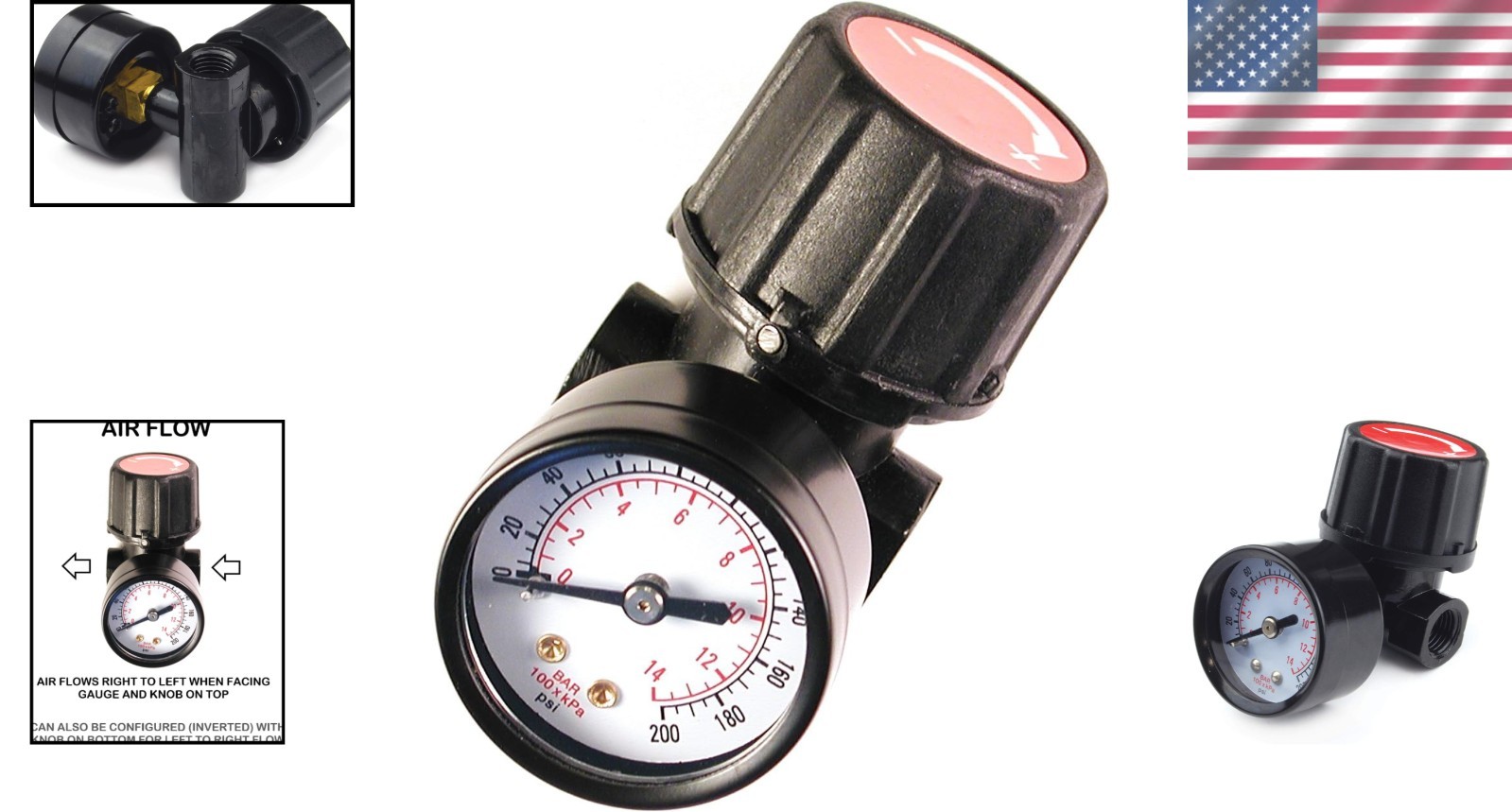 Robust Air Regulator with Steel Gauge for 200 PSI Inlet, Ideal for Compressors
