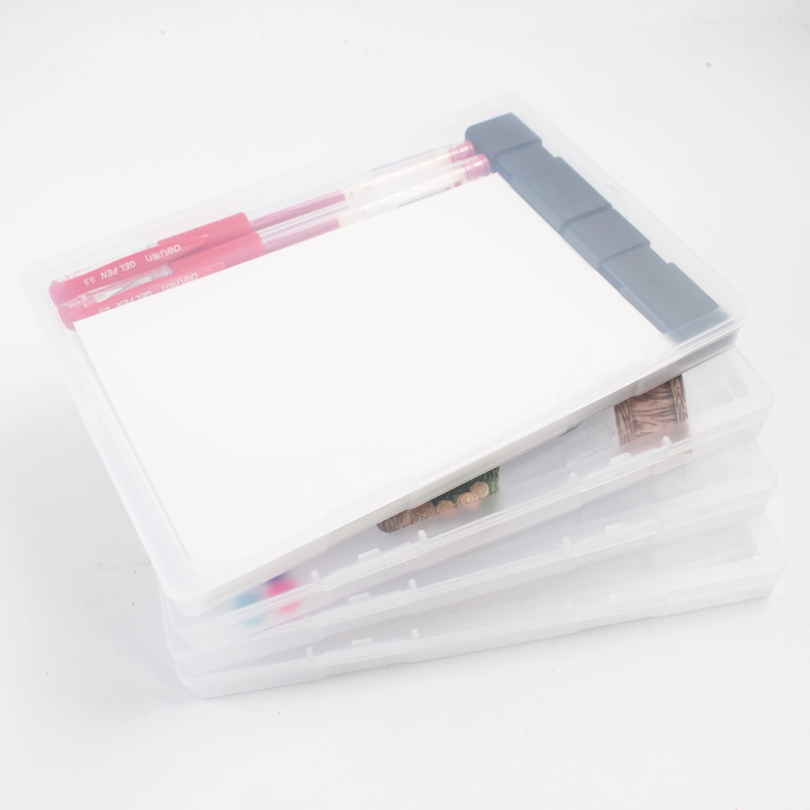 4 Pack Scrapbooking Paper Storage File Boxes B6 Plastic Box for Documents Mag…