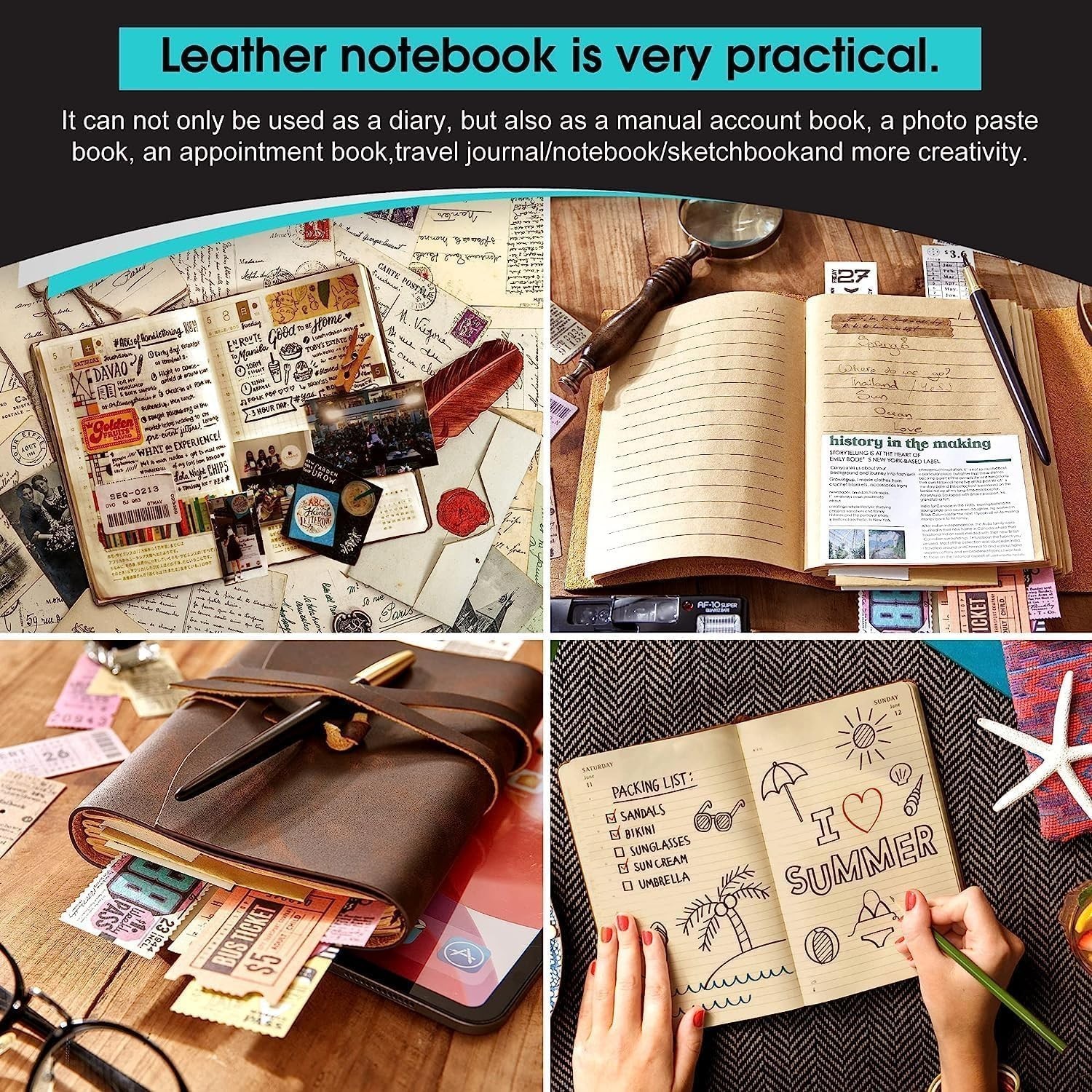 Leather Journal Notebook – Genuine Leather Journals for Writing 8×10 Inches, …