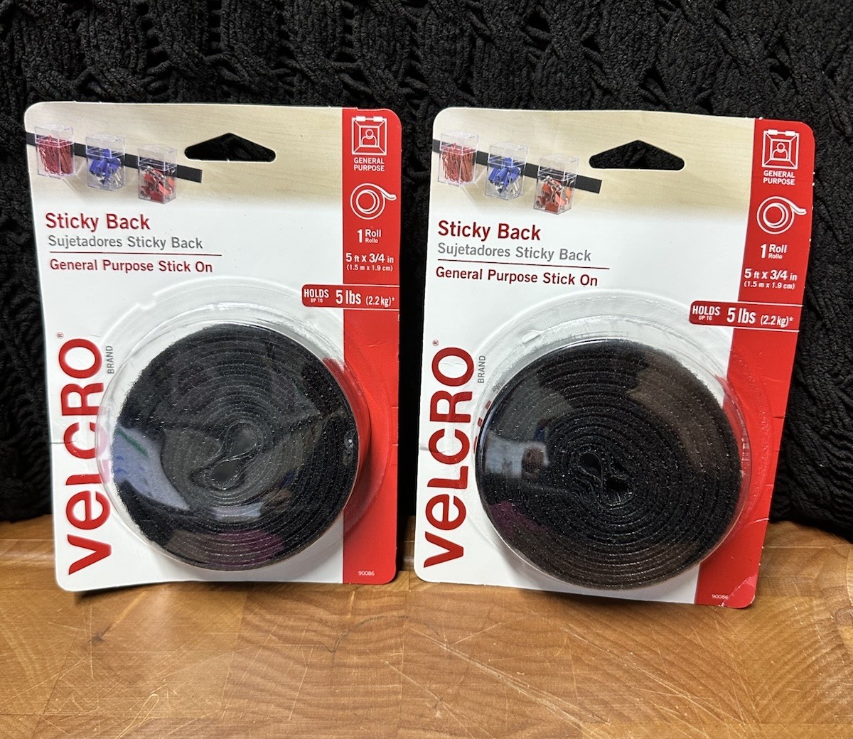Lot of 4 NEW Hook & Loop Fastener Rolls VELCRO Brand Sticky Back Sew-Ology Black