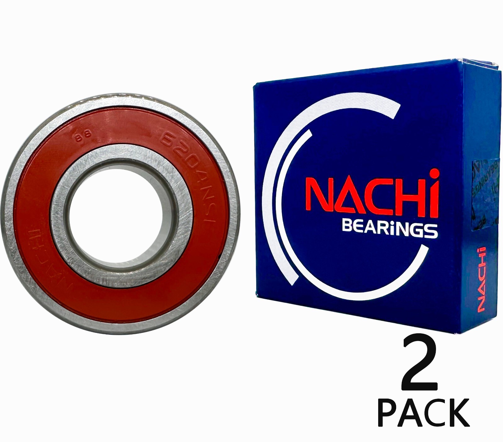 (2PACK) NACHI 6204-2NSE9CM 20X47X14MM Double Rubber Sealed Bearings 6204RS 6204