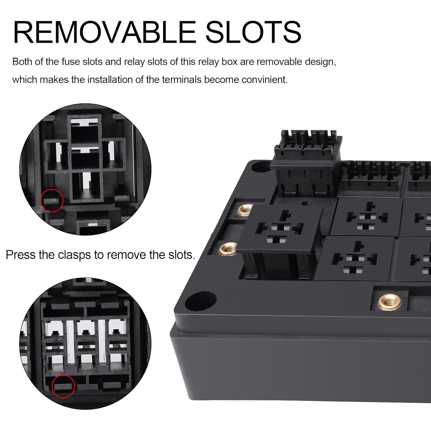 12V Fuse Relay Box, 10 Slots Relay Holder 15 Slots ATC/ATO Fuse Holder, Universa
