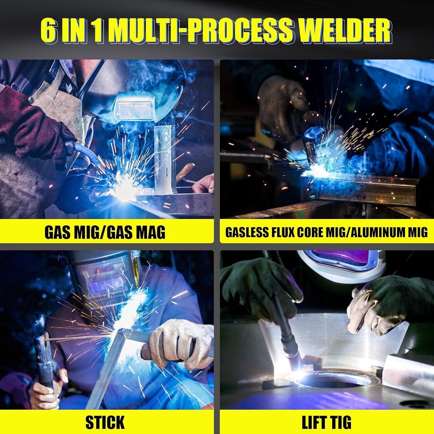 HIZONE 6 in 1 MIG Welder 120V/240V Dual-voltage IGBT Inverter Welding Machine