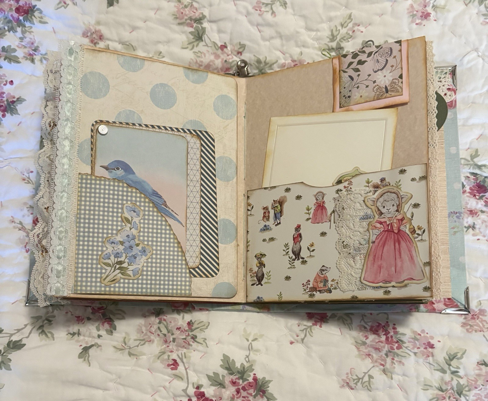 Handmade Keepsake Journal 14 double sided pages, “Whimsical Animals”