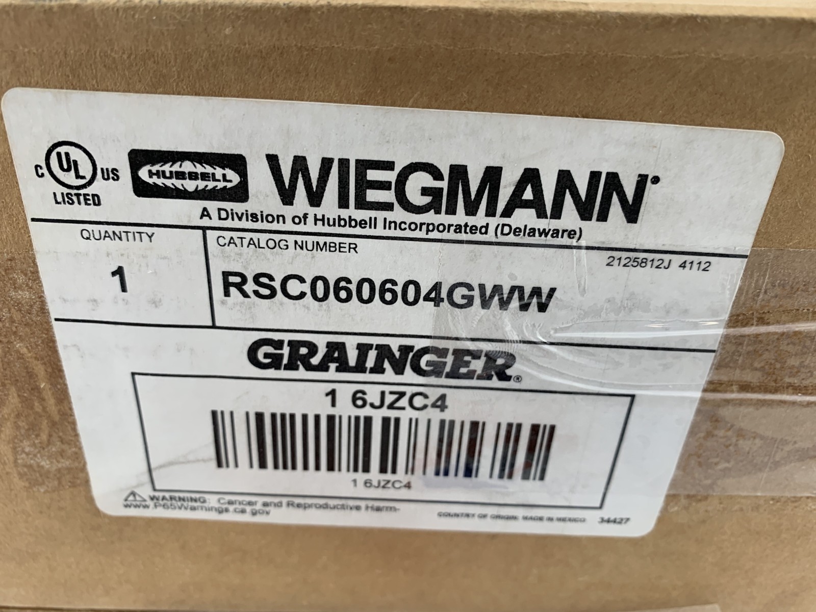 Wiegmann RSC060604GWW NEMA 3R Rainproof Wall Mounted Electrical Enclosure