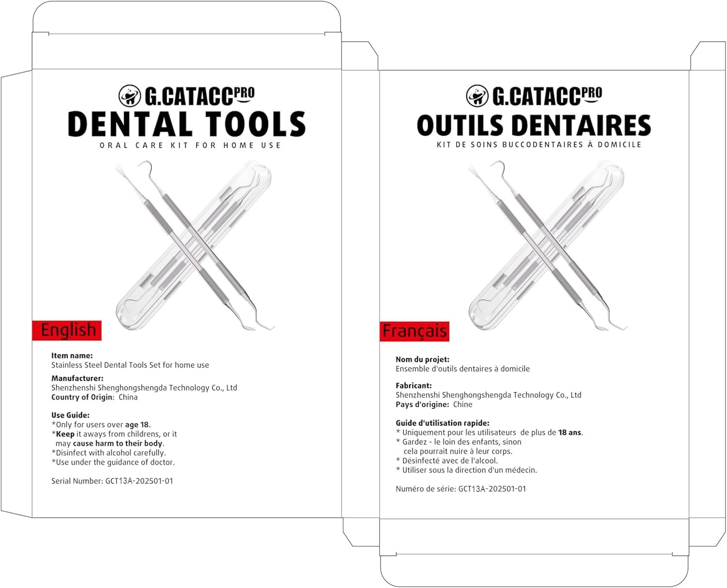 2 Pack Dental Tools for Teeth Cleaning, Metal Dental Pick Hygiene Kit for Home U