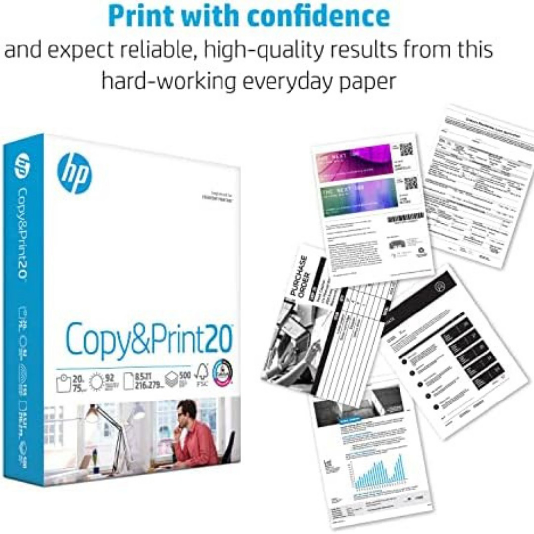 HP Printer Paper 8.5 x 11 Paper Copy &Print 20 lb 1 Ream Case – 500 Sheets