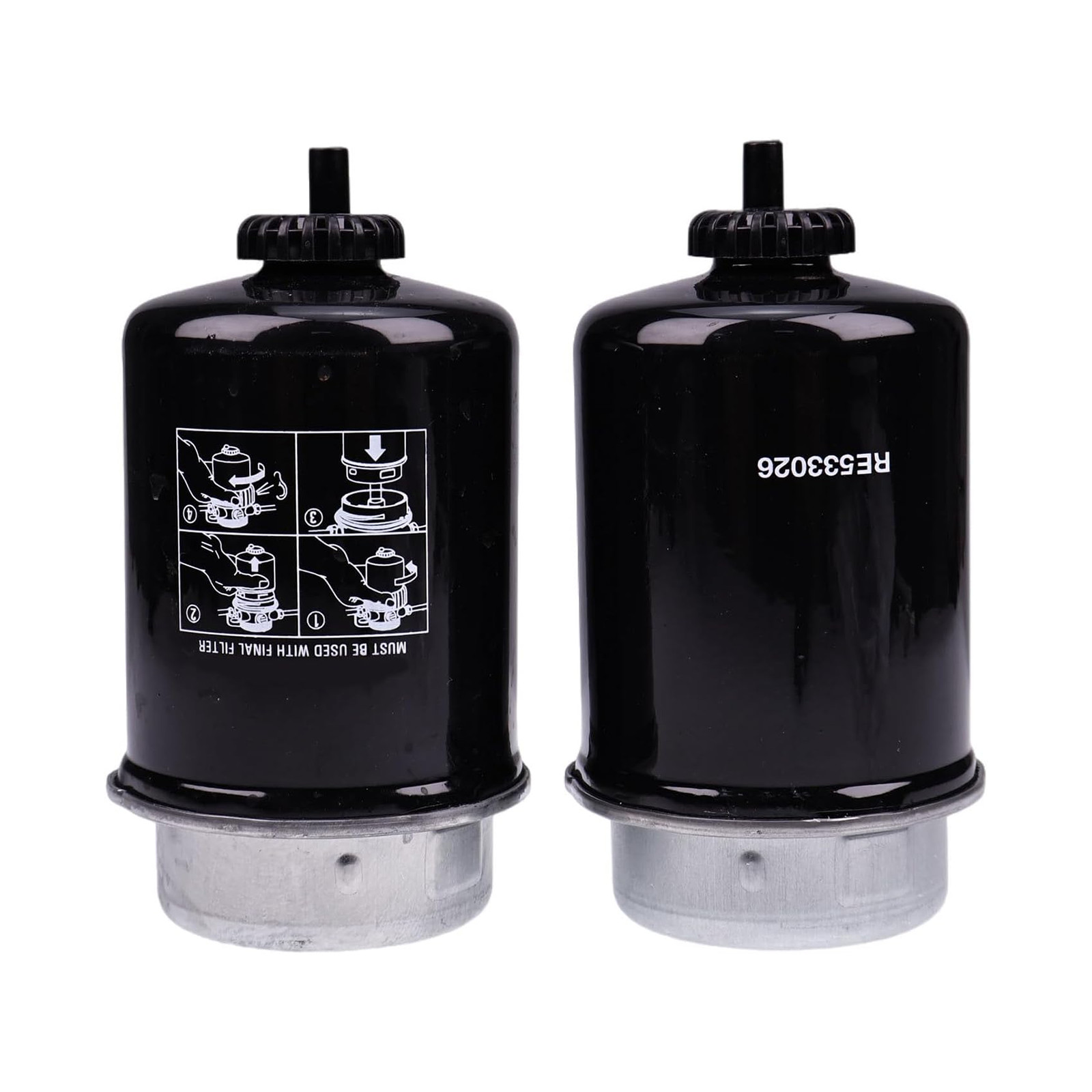 2PCS Fuel Filter RE533026 RE546336 for John Deere 319D 320D 323D 4320 6130 6330