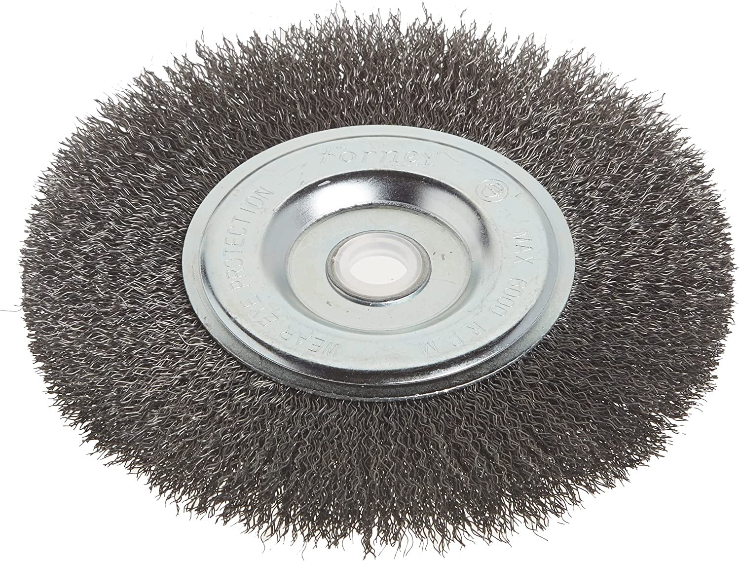 6 inch Wire Bench Wheel Brush, Coarse Crimped with 1/2-Inch and 5/8-Inch Arbor,