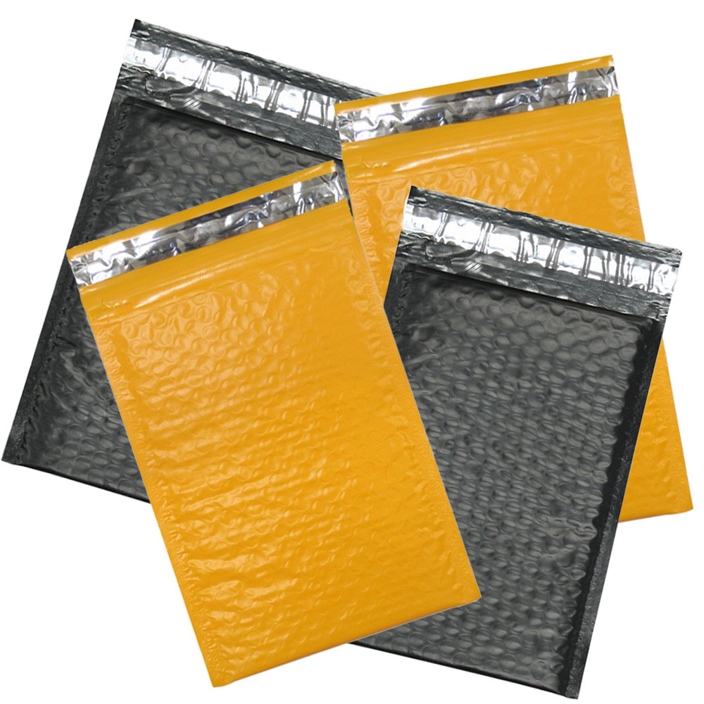 4×8 Orange and Black Poly Bubble Mailer, Padded Fall Halloween Shipping Envelope
