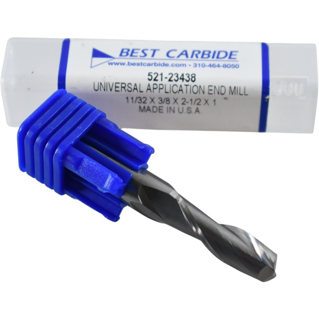 NEW Best Carbide 521-23438 Universal Square End Mill 11/32 Dia 1» LOC 2 Flute
