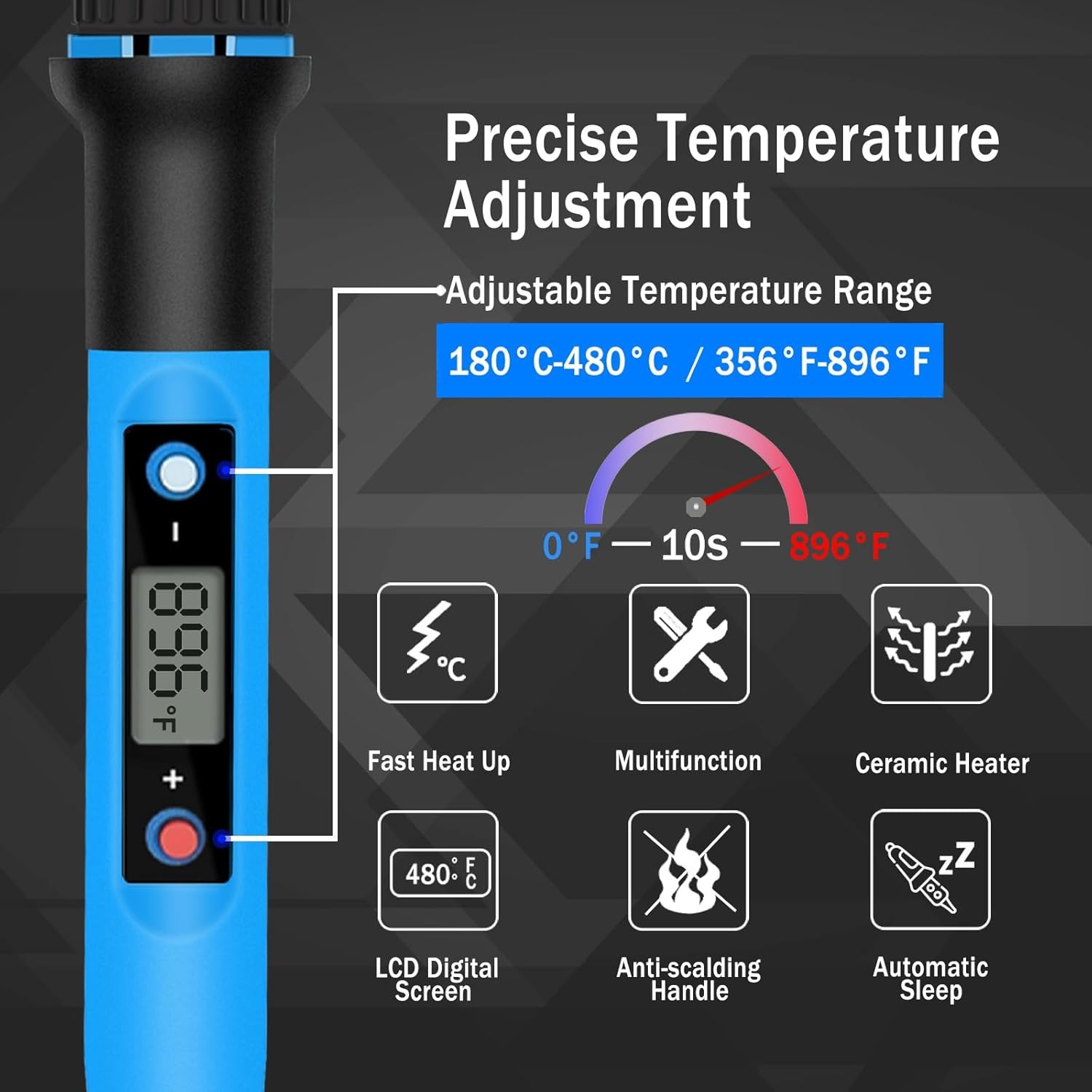 Soldering Iron Kit, 80W 110V Fast Heat up in 10S LCD Digital Adjustable Temperat