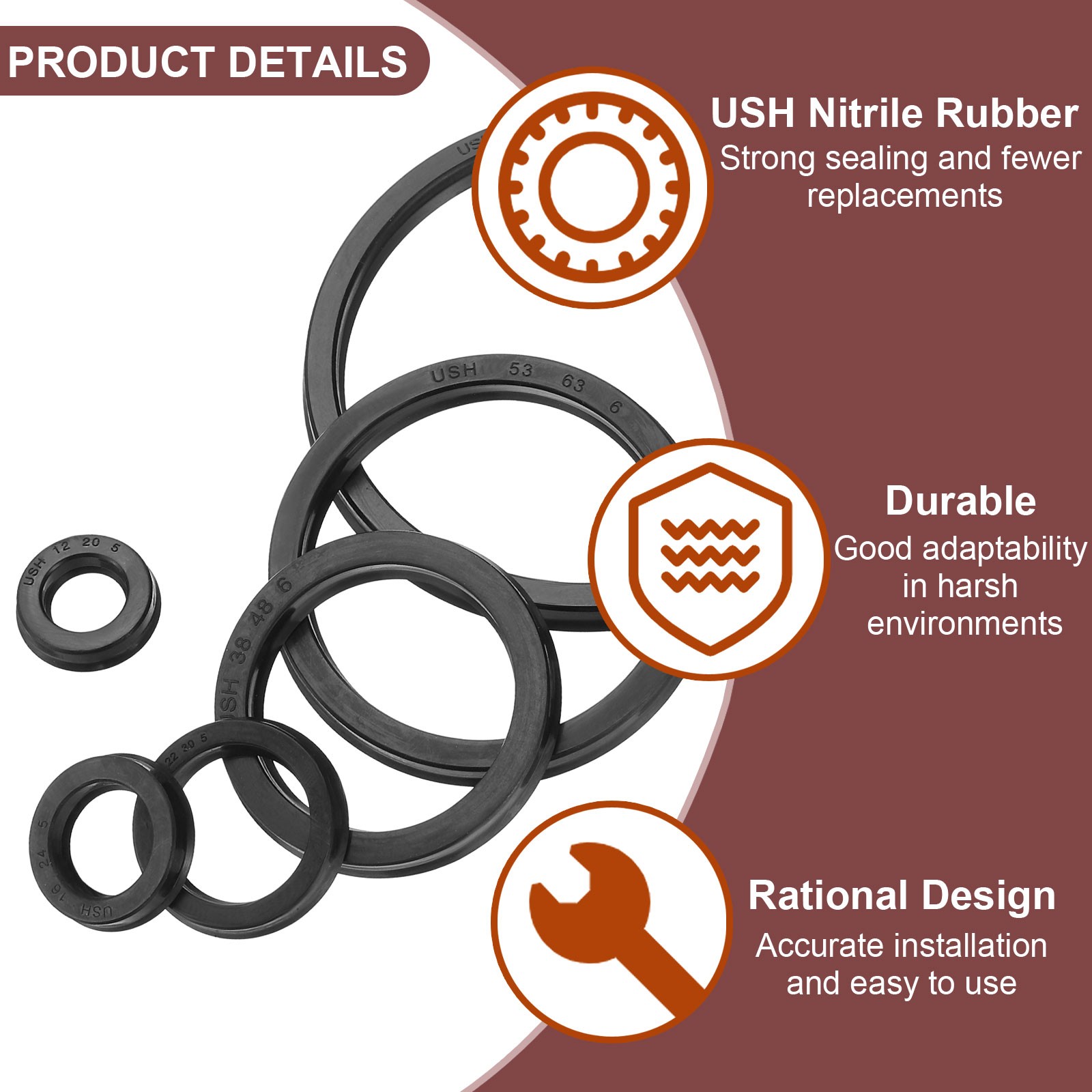 18 x 26 x 5mm Oil Seal 2 Pcs Lip Seals Nitrile Rubber Cover Radial Shaft Black