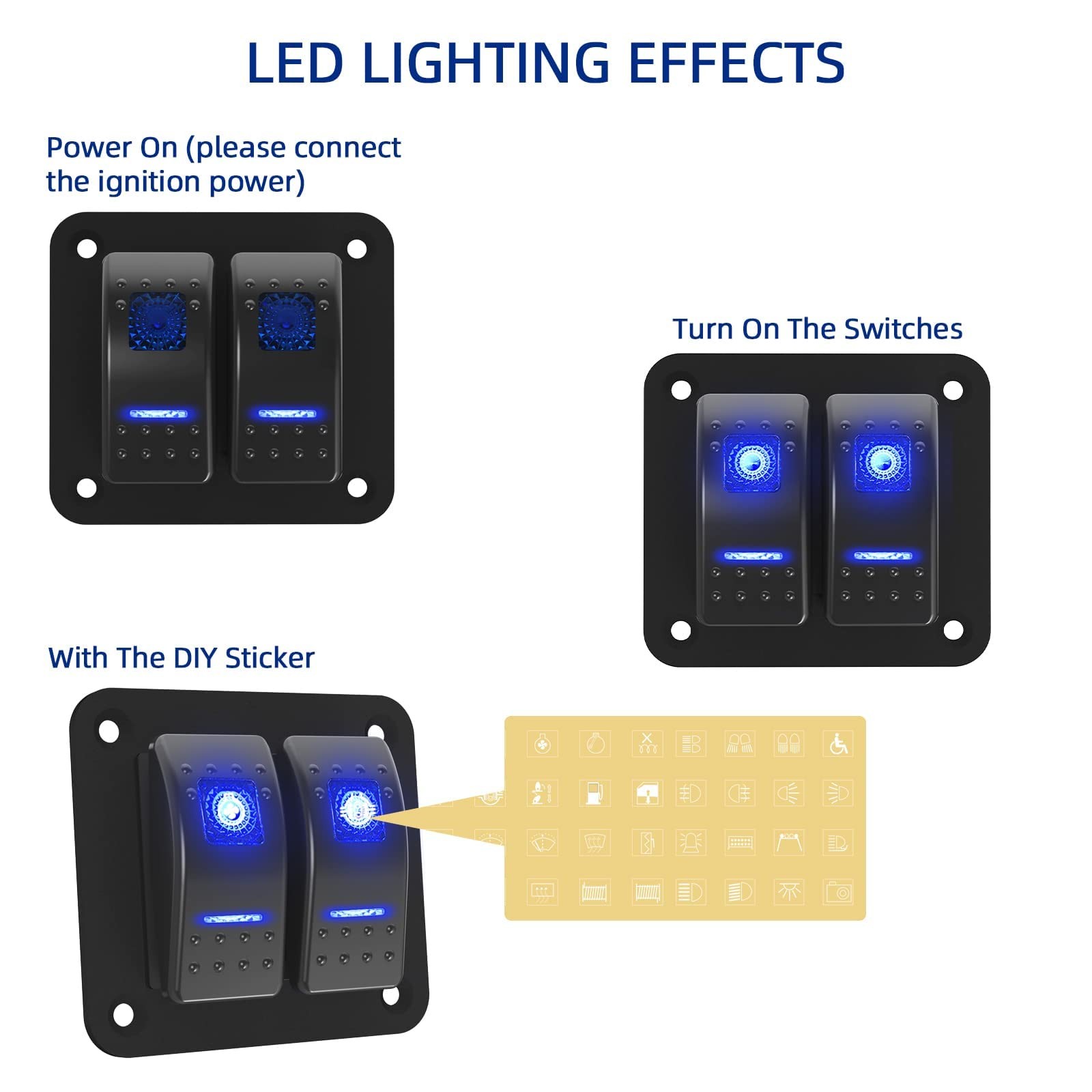 Switch Panel 2 Gang Aluminum Toggle Switch, Waterproof 12V/24V Marine Rocker …