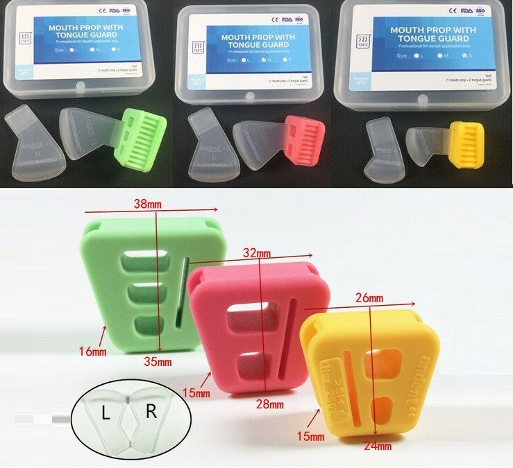 Dental Silicone Mouth Prop Latex Bite Block with Tongue Guard Mouth Prop S/M/L