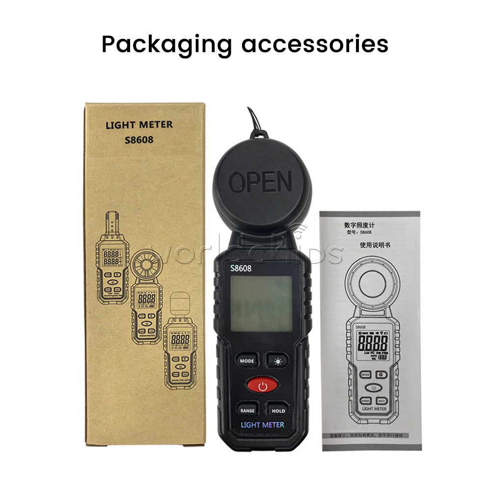 S8608 LCD Light Meter Digital Illuminance Meter Luxmeter Photometer 200000Lux