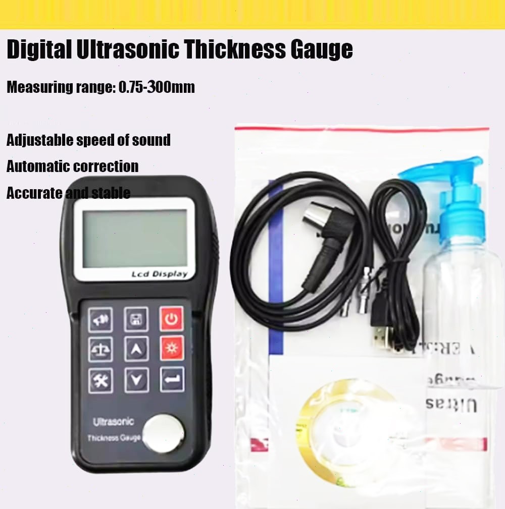 Digital Ultrasonic Thickness Meter Tester Gauge 0.75-300mm/0.03-11.8inch Metal