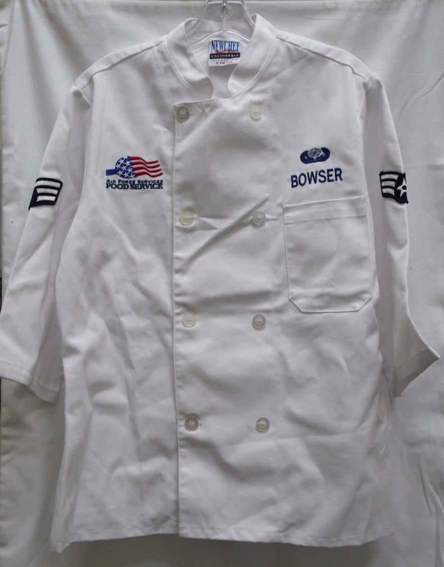 US AIR FORCE JACKET CHEF COAT SENIOR AIRMAN FOOD SERVICE