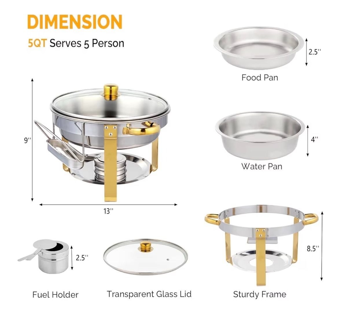 5QT 4 Packs Chafing Dish Buffet Set