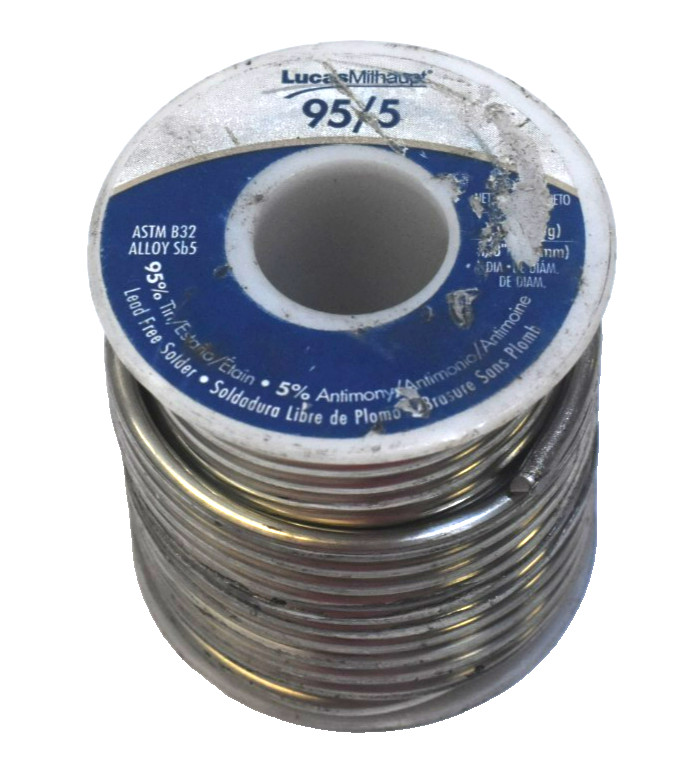 Lucas Milhaupt Wolverine Solder 95/5 1/8″ x 1lb Spool Tin/Antimony 57263