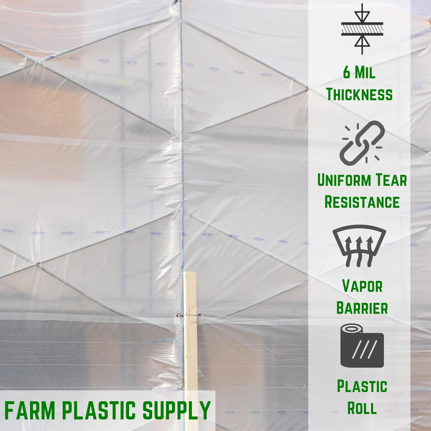 Dura Skrim 6 Mil Clear Reinforced Plastic Sheeting 40′ x 100′ Roll