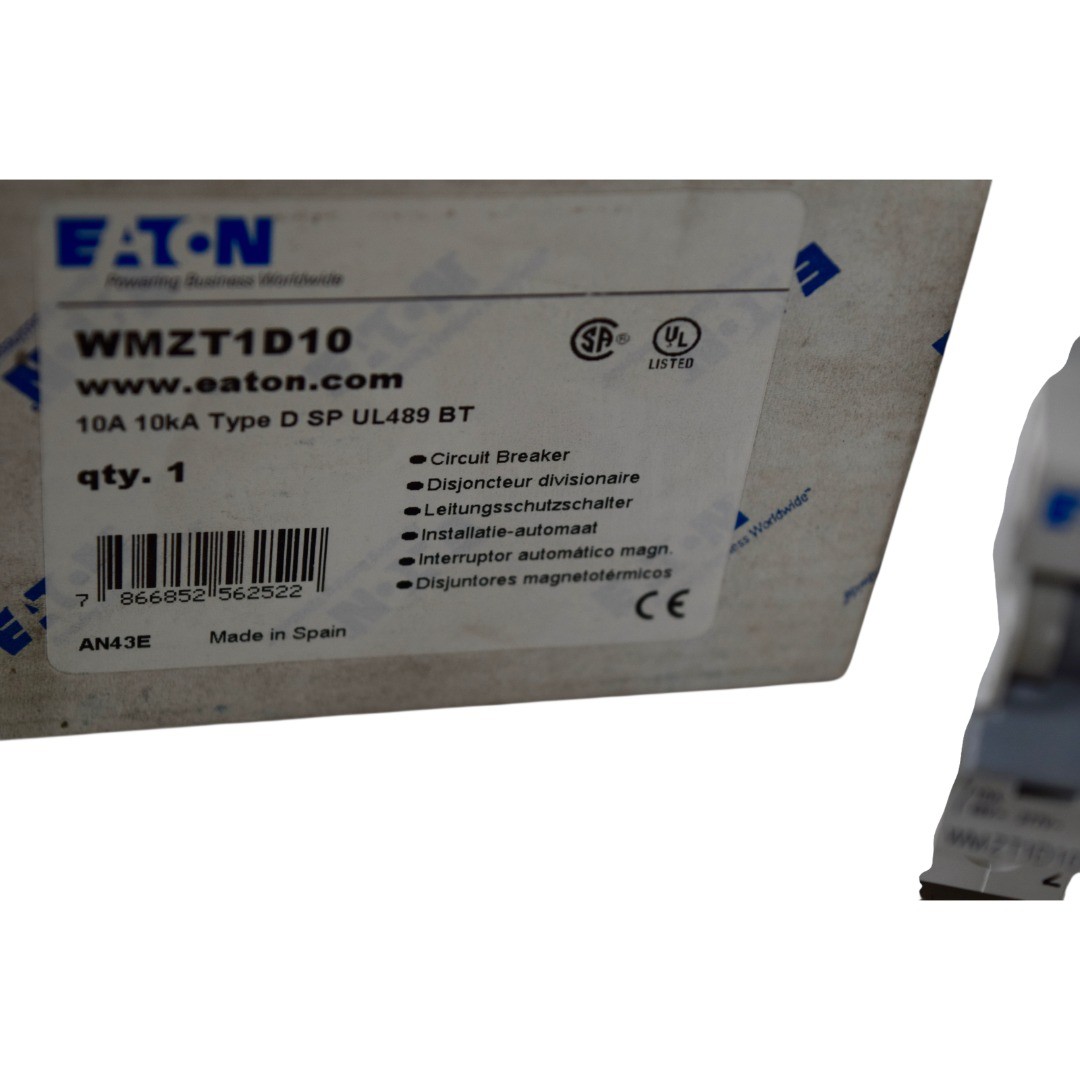 NEW Eaton WMZT1D10 Miniature Circuit Breaker 10A 1P Type D UL 489 480/277V
