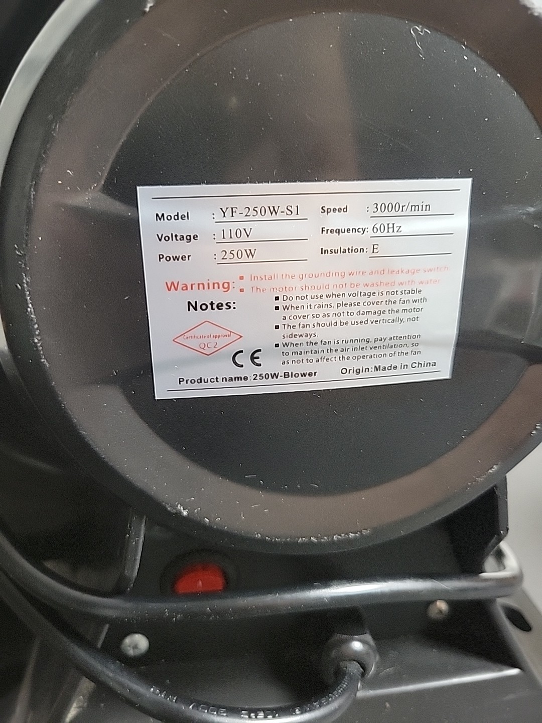Inflatable Commercial Air Blower 370W 110V Black YF-370W-S1 Tested Replacement