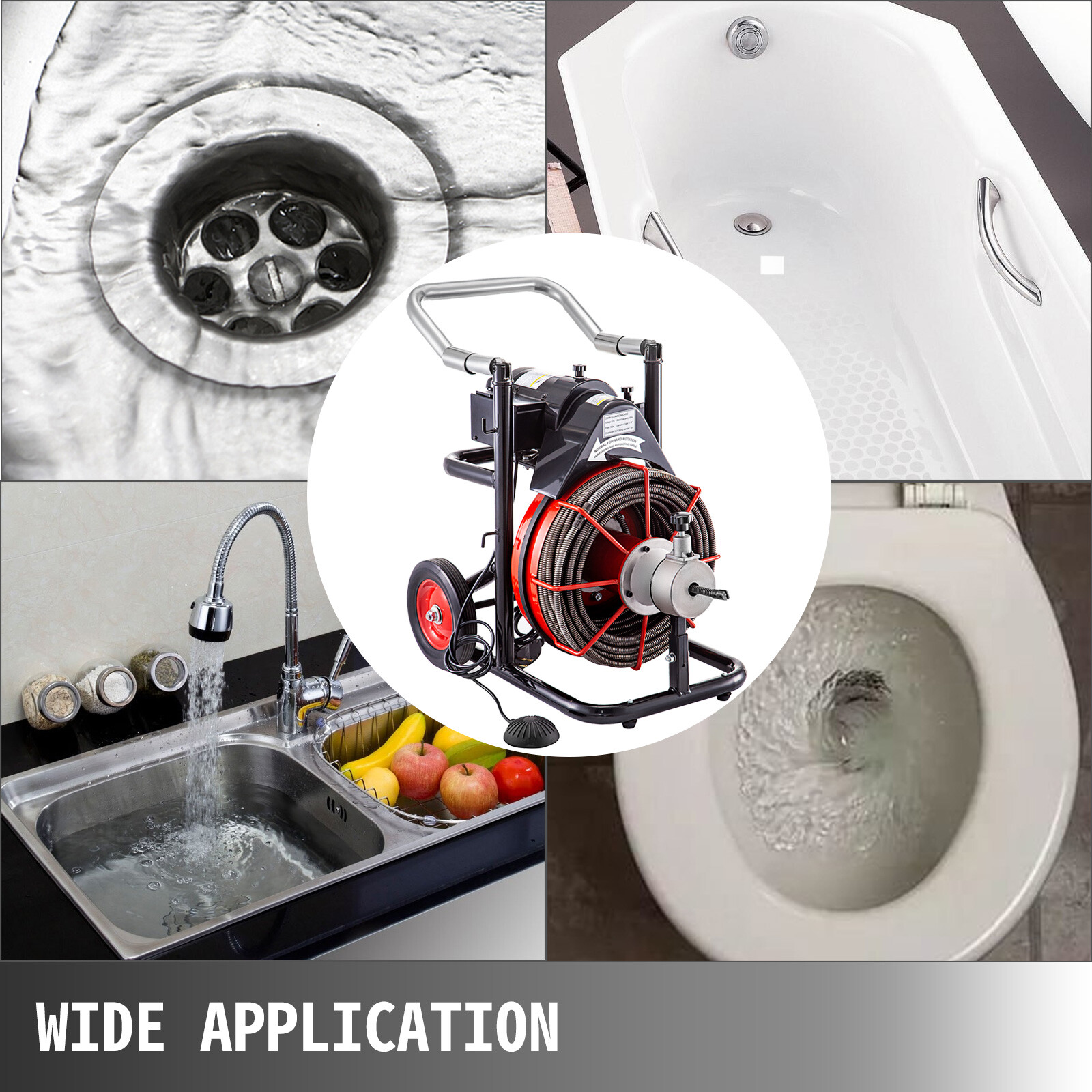 Commercial 100ft 1/2” Sewer Snake Drain Auger Cleaner Cleaning Machine Plumbing