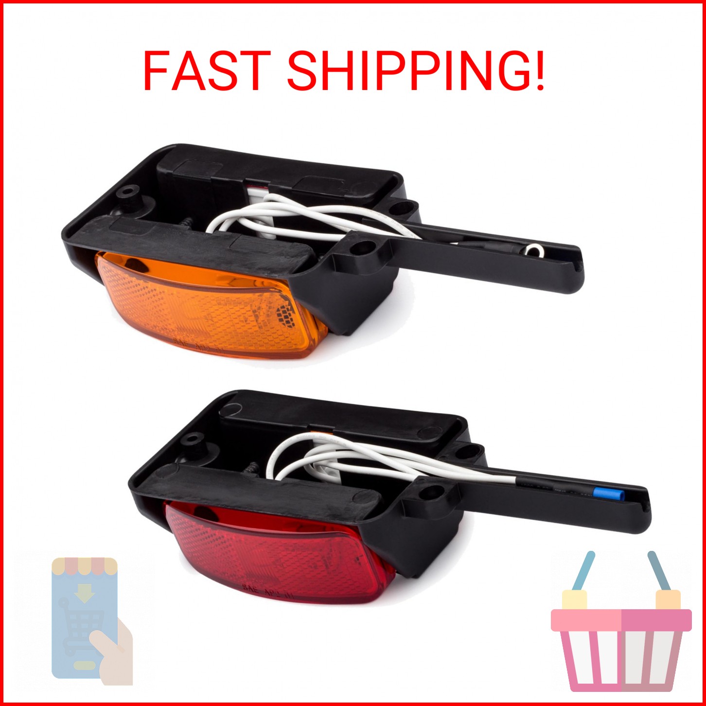 Lumitronics Pre-Wired Fender Clearance Trailer Lights Assembly (Amber/Red) – Lef