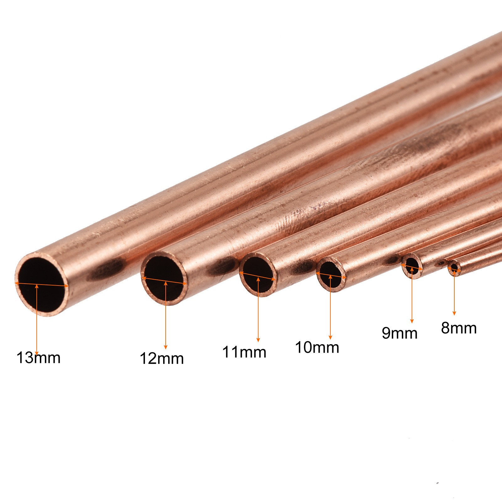 Copper Tube 8mm – 13mm OD x 0.5mm Thickness 200mm Length Metal Tubing Set of 6