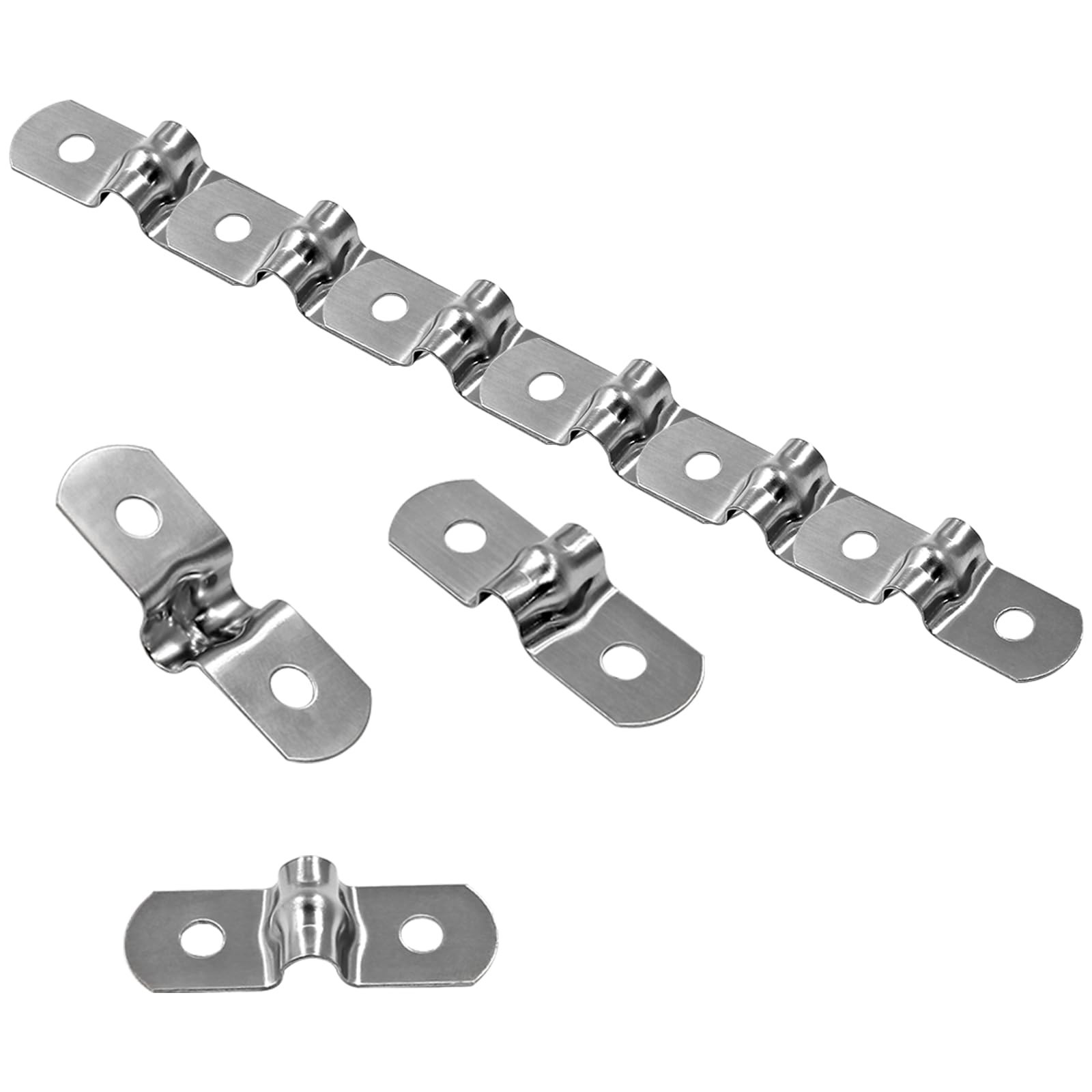 50-Pack M5 Stainless Steel Pipe Strap Clamps 3/16″ Two-Hole U Brackets
