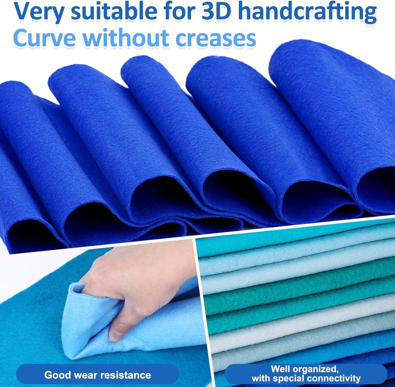13 Rolls 8″X35″ 1.4Mm Thick Soft Felt Fabric Sheet 13 Assorted Blue Series Color