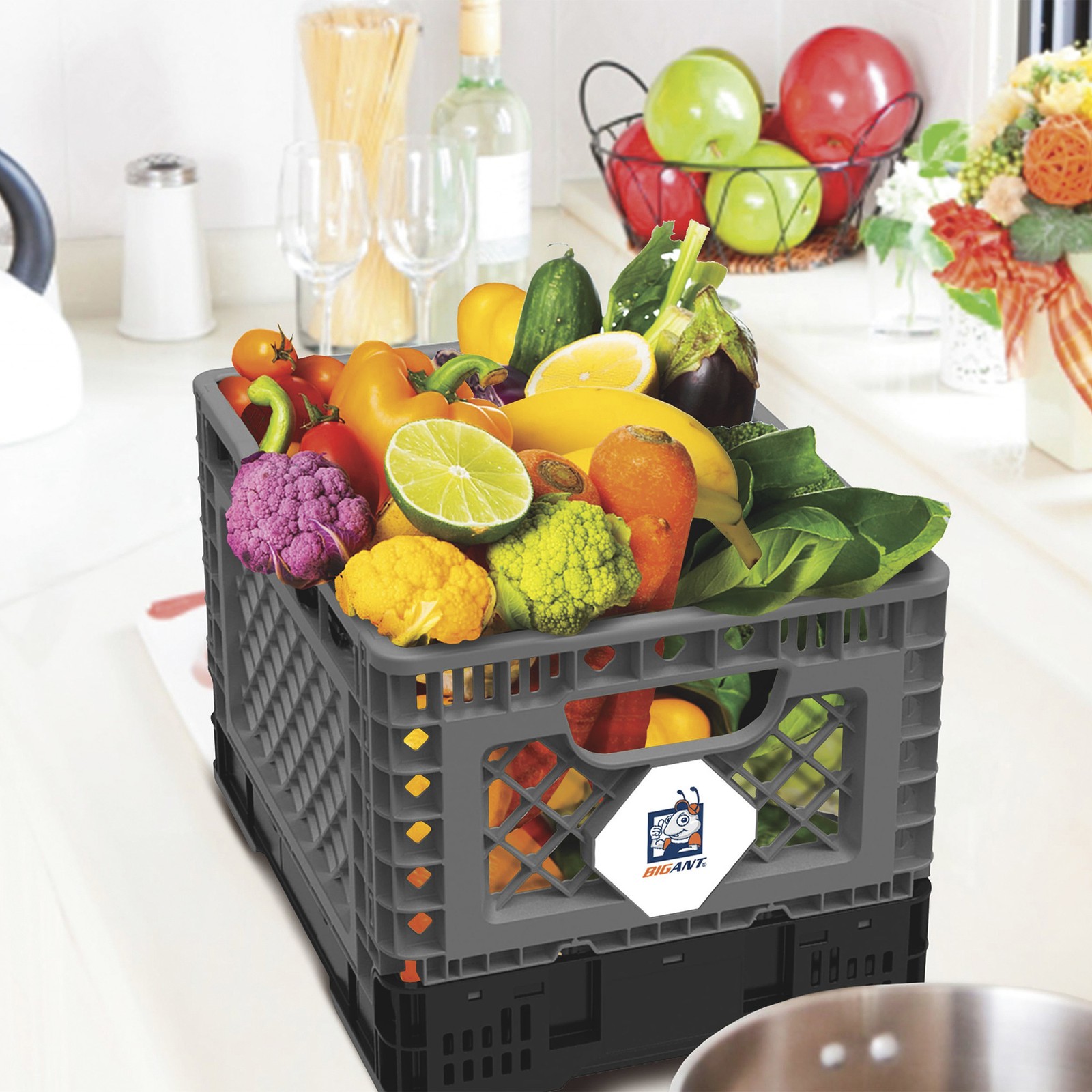 BIG ANT Collapsible Smart Crate, 6-Gallon, 132-Lb. Capacity, 11 5/8in.L x 15