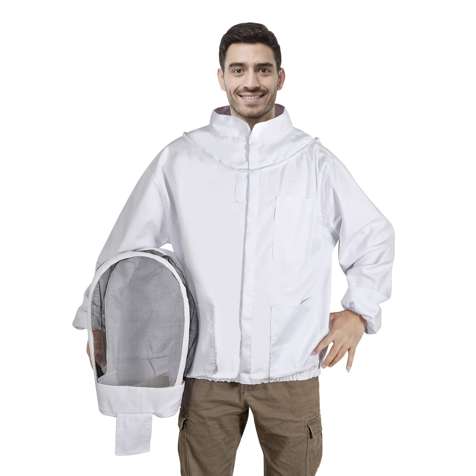 Beekeeping Jacket for Men Women,Polycotton Bee Jacket with Veil Hood,Beekeepe…