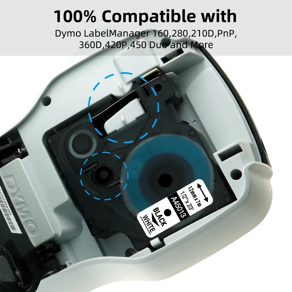 6PK Compatible Dymo D1 45013 45010 Label Tape for DYMO LabelManager 160 280 420P