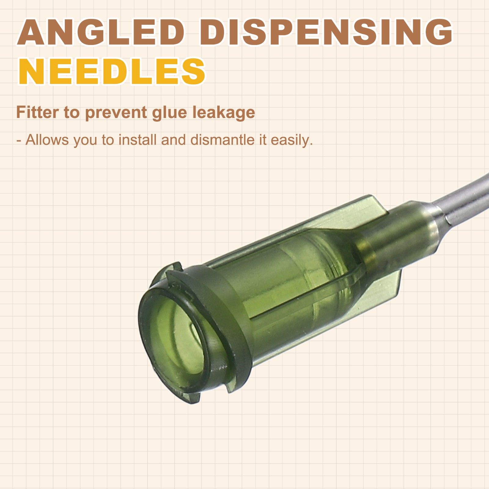 66Pcs 0.5Inch 14Ga 45° Angled Dispensing Needles, Dark Green