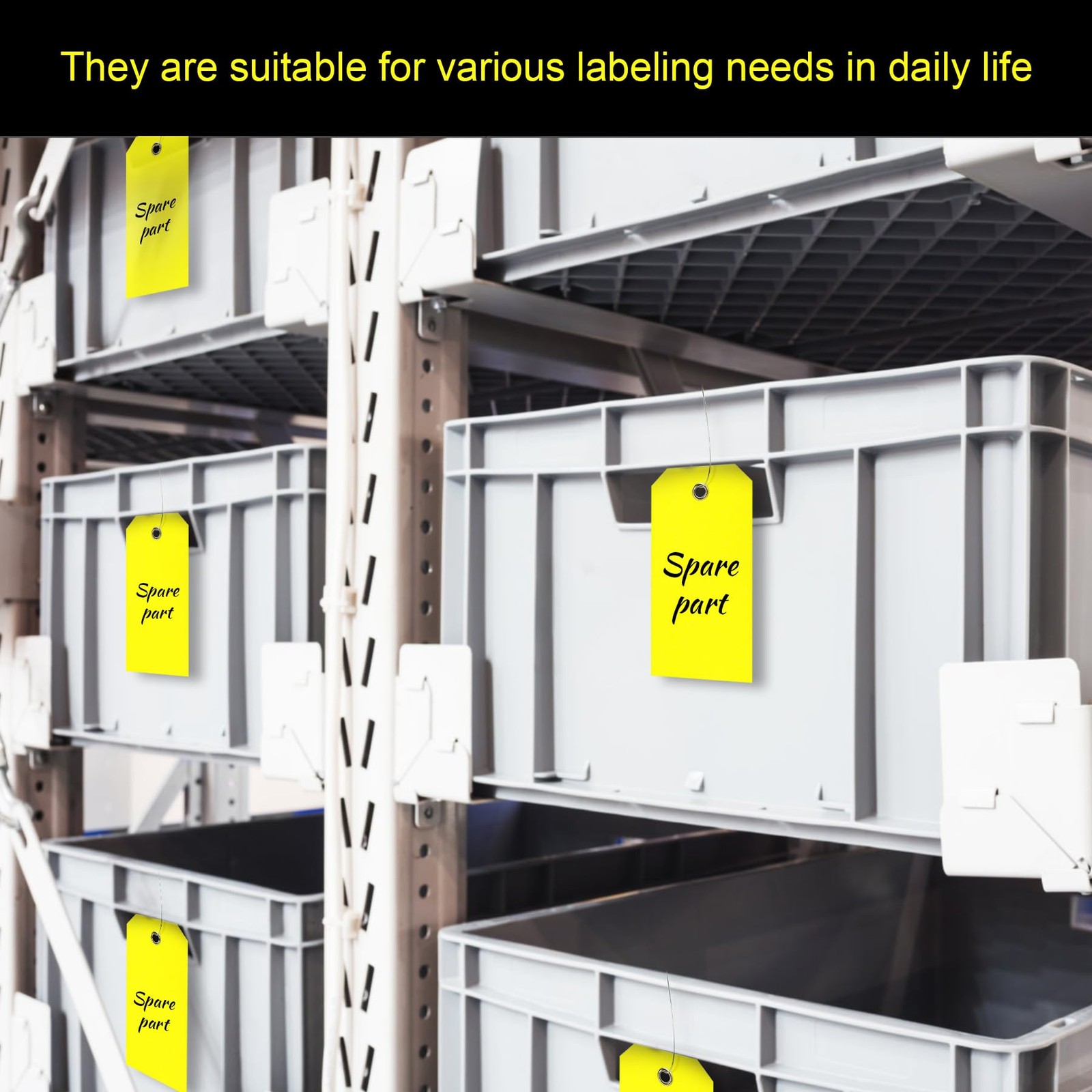 100 Pieces Plastic Shipping Tags with Reinforced Wire 2.36 x 4.7, Yellow