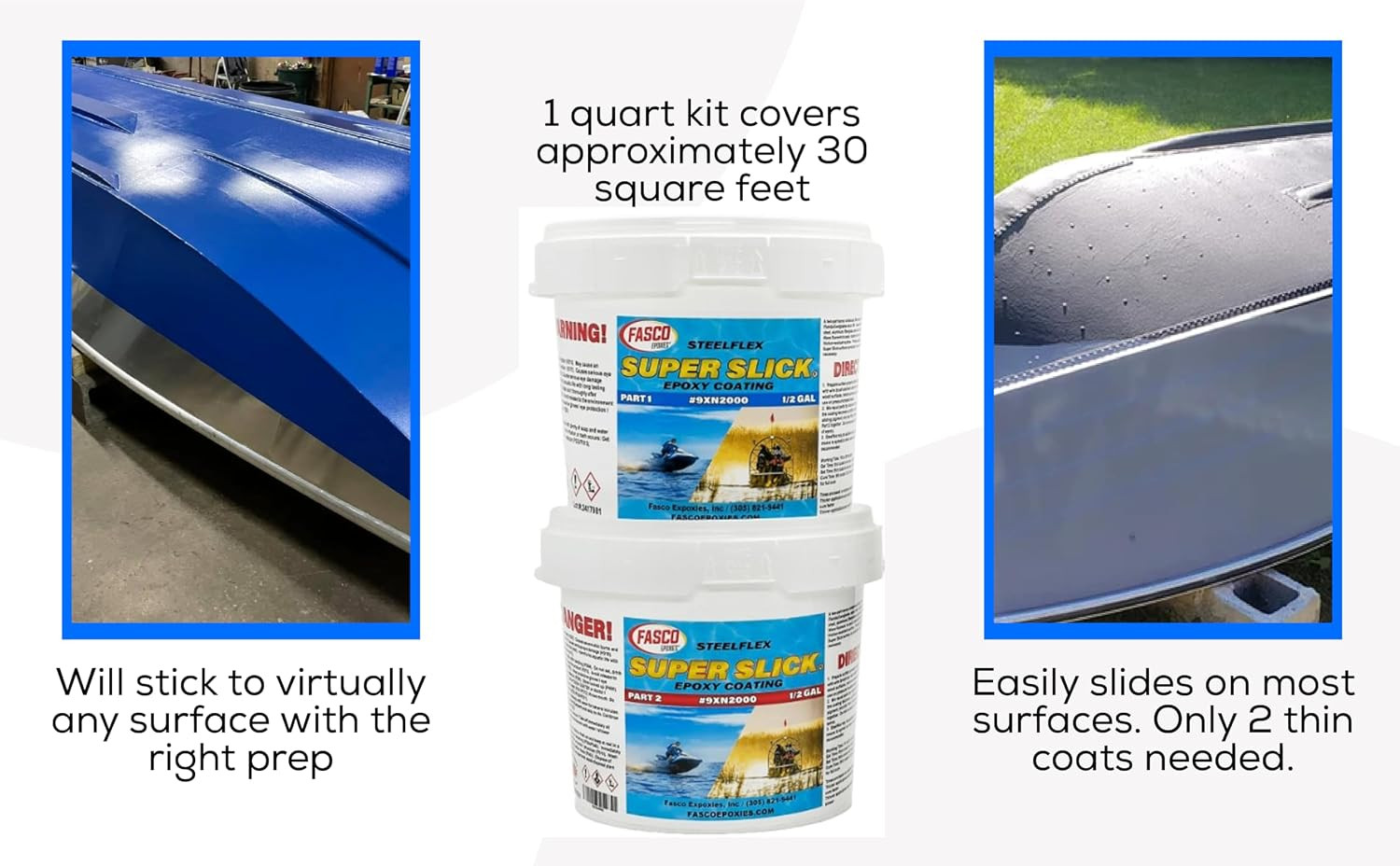 Super Slick 2000 Epoxy Bottom Coating for Airboats, Jet Ski’S, Etc.: Quart Kit