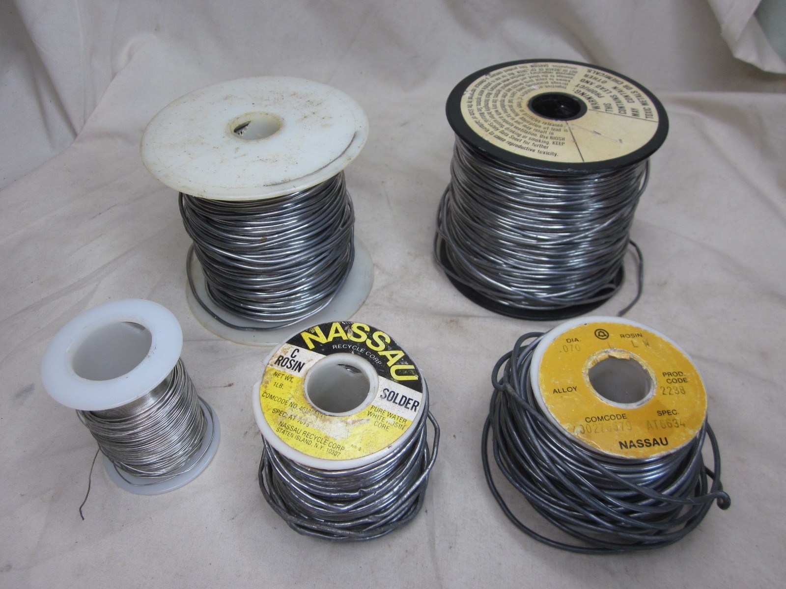 vintage 10+ pounds ROSIN SOLDER Lot NASSAU Water White Core + solder rolls roll