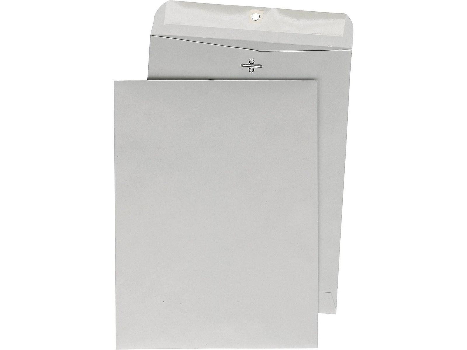 Quality Park 38610 Clasp Envelope, 12 x 15 1/2, 28lb, Executive Gray, 100/Box
