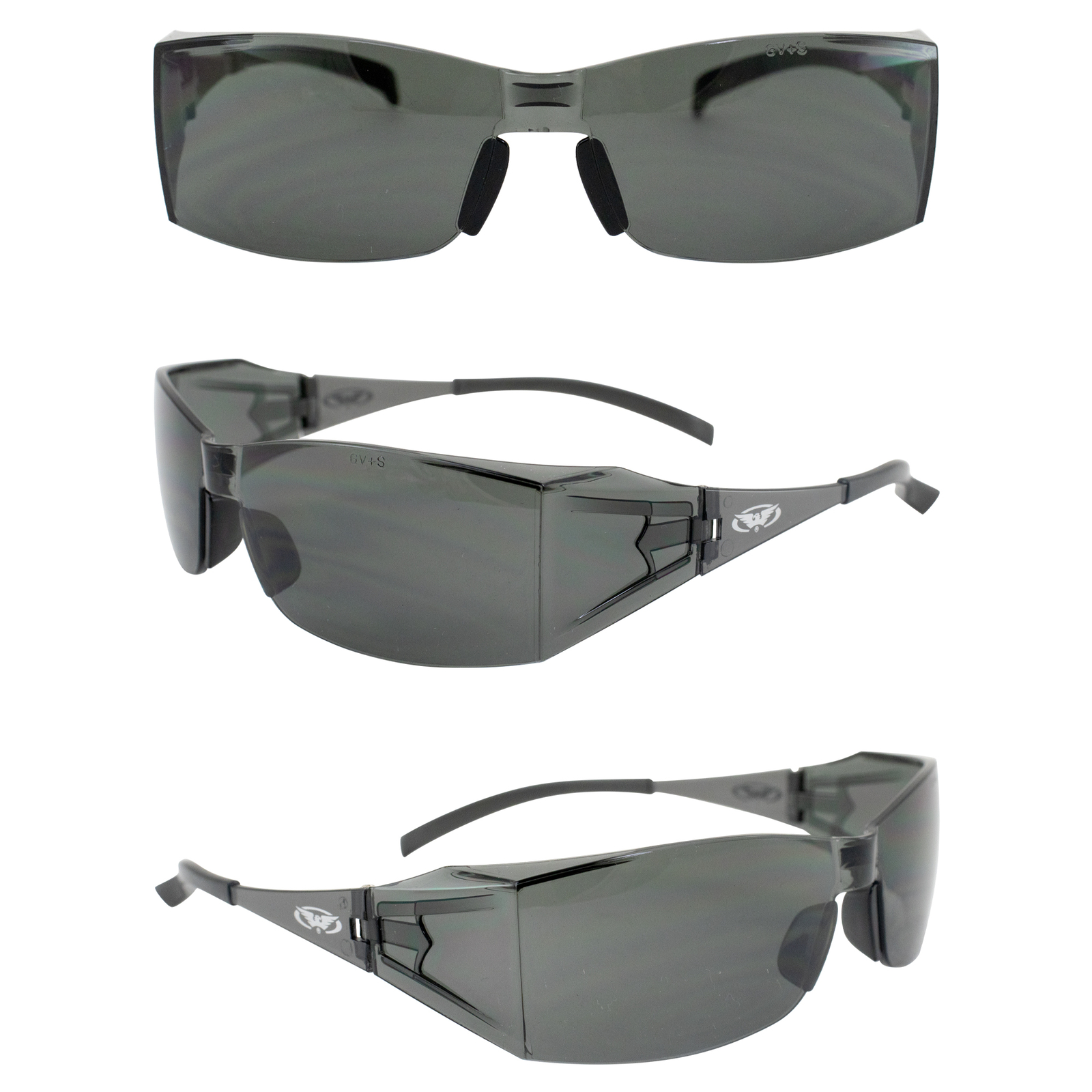 GLOBAL VISION EYE-Q SAFETY GLASSES SIDE SHIELD SHATTERPROOF UV400 SMOKE